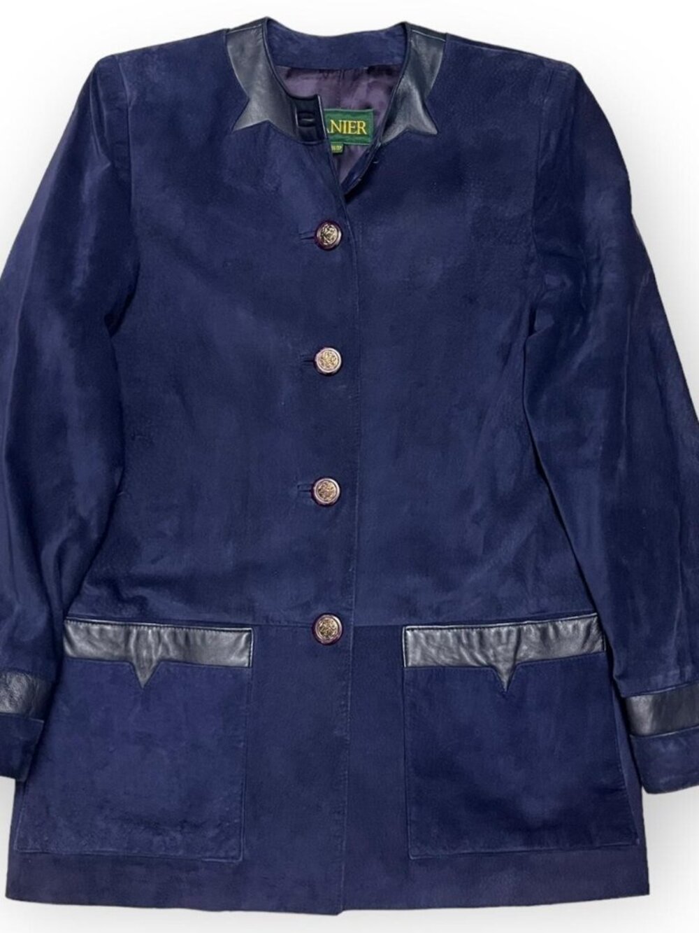 Danier Vintage 90s Genuine LEATHER Luxury Designer Blue Jacket - Womens XS